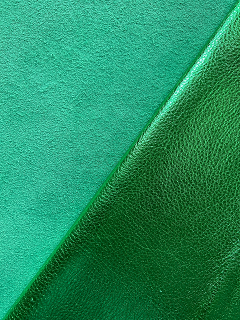 Emerald Green Metallic Cowhide Leather Skins