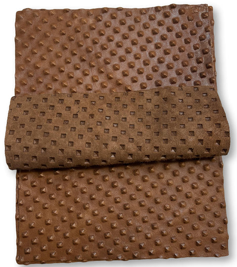 Coffee Pyramid Embossed Lambskin Leather: 8.5" x 11" Pre-Cut Pieces