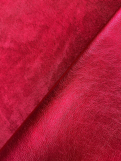 Red Metallic Nubuck Cowhide alternate view showing color and surface finish