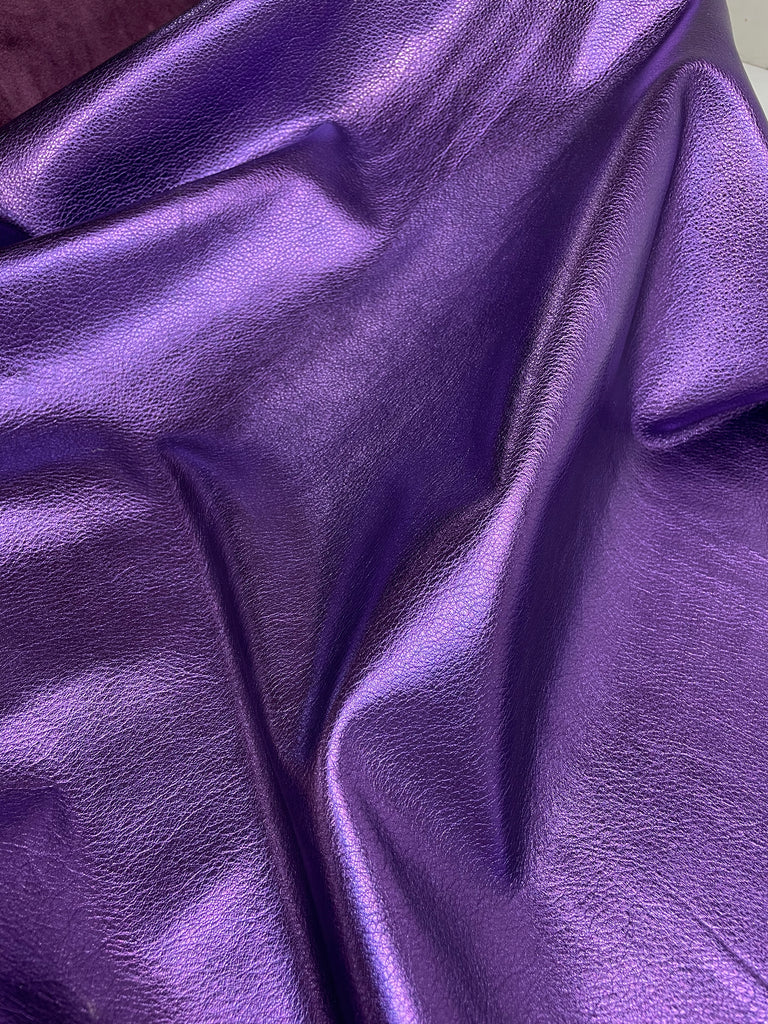 Purple SMOOTH leather hide, high quality glossy calfskin, stiff solid color  cowhide