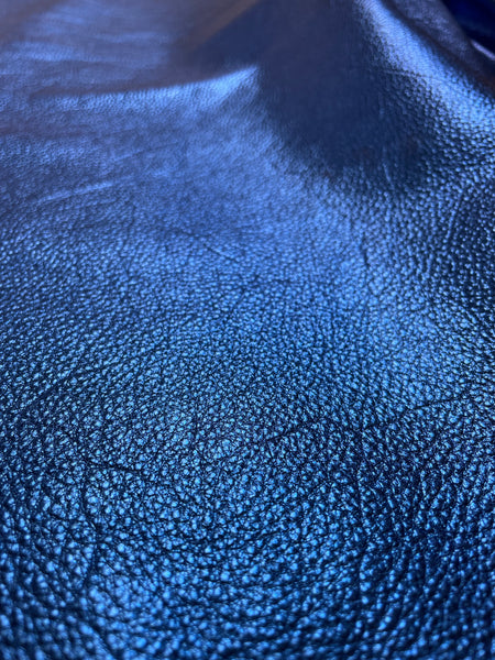 Royal Blue Metallic Natural Grain Cowhide