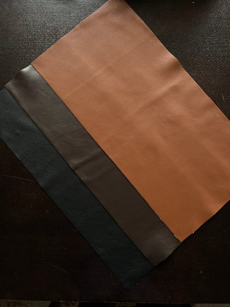 Black Natural Grain Cowhide Leather: 12" x 24" Pre-Cut Craft Pieces