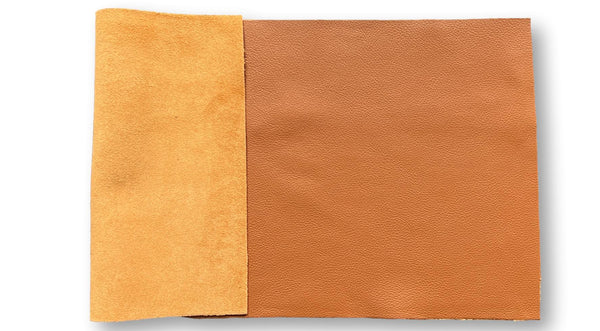 Cognac Natural Grain Cowhide Leather: 12" x 24" Pre-Cut Craft Pieces