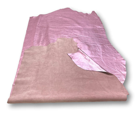 Pink Metallic Natural Grain Cowhide Leather Skins