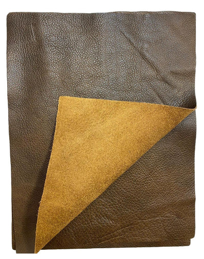 Antique Brown Cowhide Leather Sheets alternate view showing color and surface finish