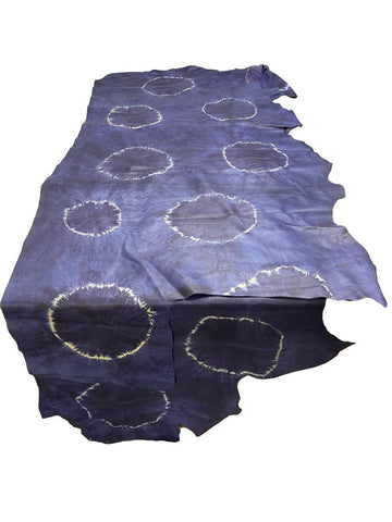LIMITED OFFERING: Only 2 left. Blue Tie Dye Cow Leather Skins