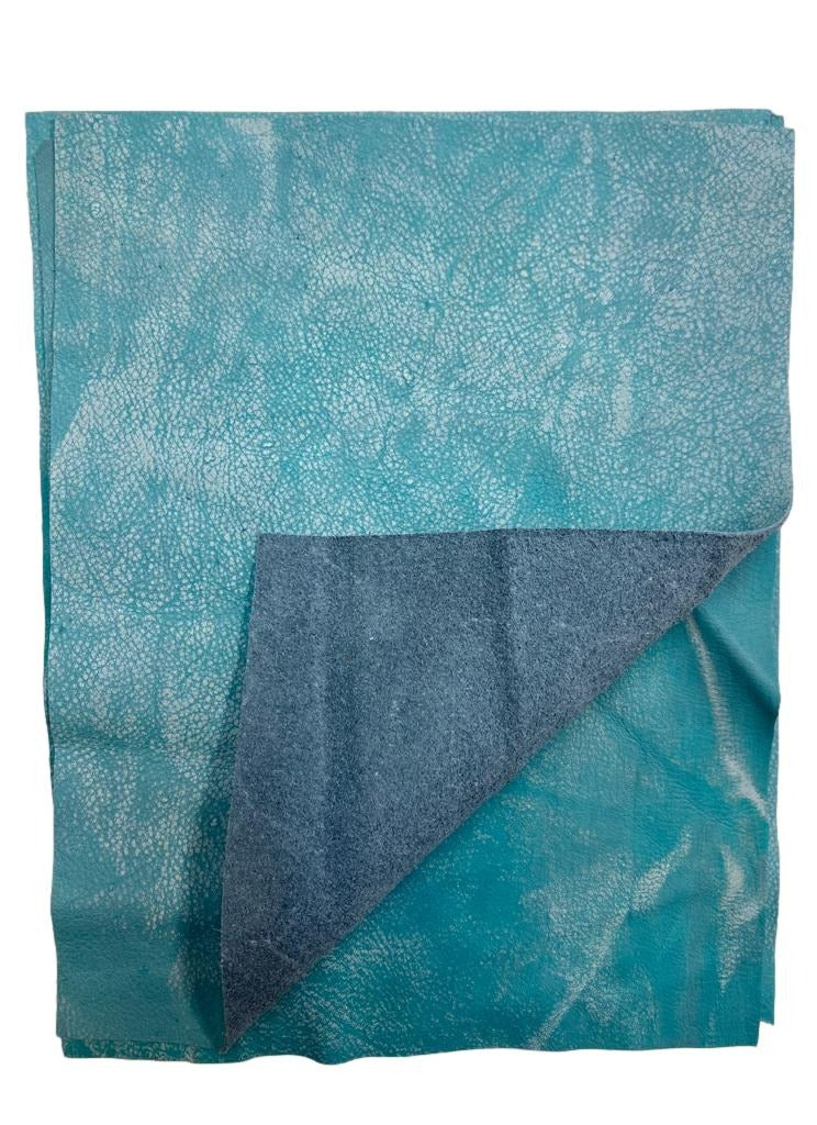 Special Offering - Turquoise Distressed Natural Grain Cowhide: 8.5" x 11" Pre-Cut Pieces