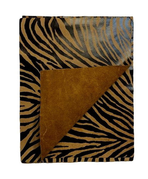 Tan Zebra Nubuck Cowhide Leather: 8.5'' x 11'' Pre-Cut Pieces