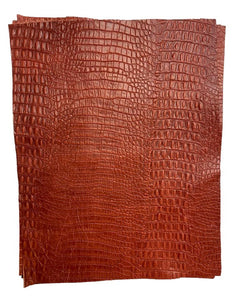 Red Lizard Embossed Leather: 8.5" x 11" Pre-Cut Pieces