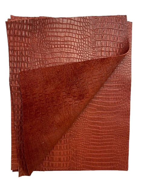 Red Lizard Embossed Leather: 8.5" x 11" Pre-Cut Pieces