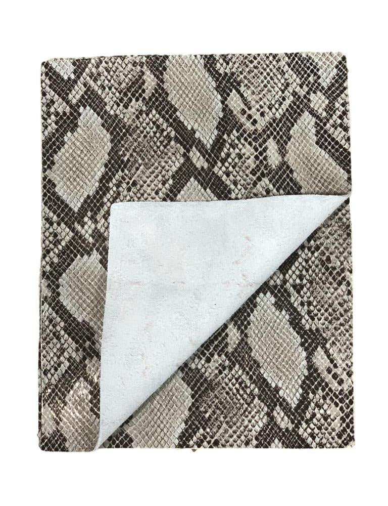 White Glazed Python Cowhide Leather: 8.5" x 11" Pre-Cut Pieces