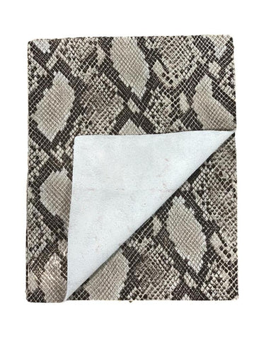 White Glazed Python Cowhide Leather: 8.5" x 11" Pre-Cut Pieces