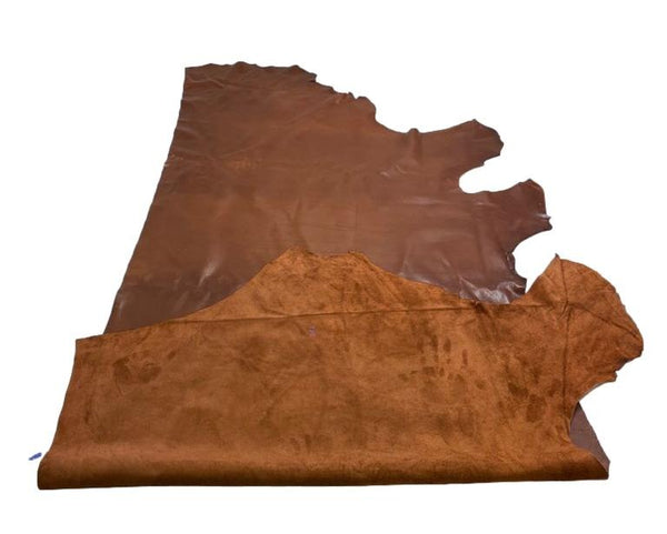 Brandy Distressed Natural Grain Cowhide Leather Skins