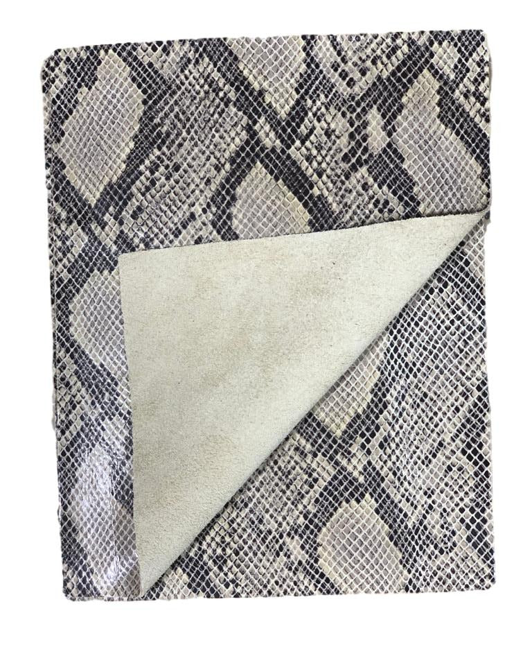 Beige Glazed Python Cowhide Leather: 8.5" x 11" Pre-Cut Pieces