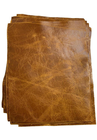 Tan Distressed Cowhide Leather: 8.5'' x 11'' Pre-Cut Pieces
