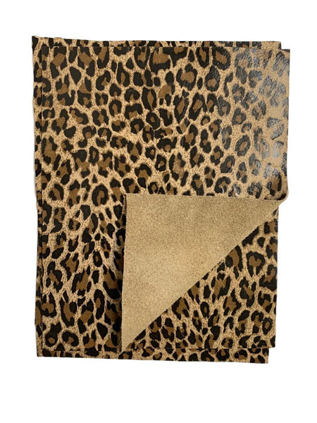 Tan Leopard Cowhide Leather: 8.5" x 11" Pre-Cut Pieces