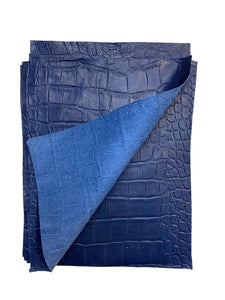 Navy Croco Embossed Leather: 8.5" x 11" Pre-Cut Pieces