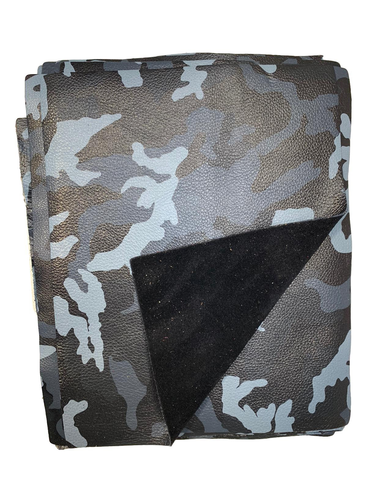Navy Camouflage Cow Leather: 8.5" x 11" Pre-Cut Pieces