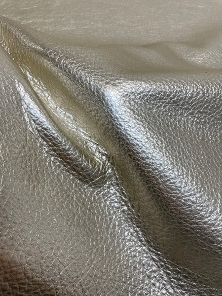 Platinum Metallic Cowhide Leather Skins